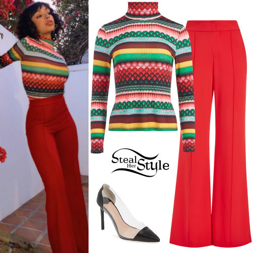 Turtleneck Top, Red Pants