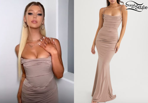 Almond Jersey Corset Maxi Dress