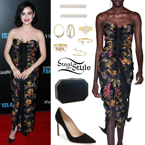 Black Floral Dress, Suede Pumps