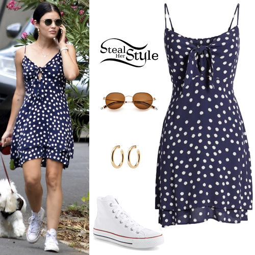 Blue Dots Dress, White Sneakers