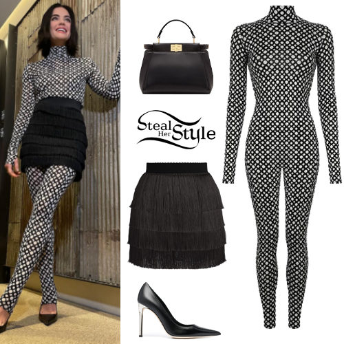 Printed Jumpsuit, Black Mini Skirt