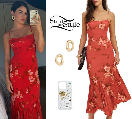 Red Dress, Gold Earrings