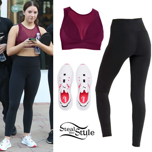 Burgundy Sports Bra and High-Waisted Black Leggings