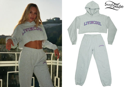 Grey Livincool Cropped Hoodie and Sweatpants