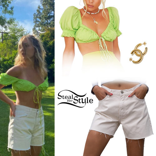 Lime Crop Top, White Shorts