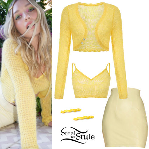 Yellow Cardigan and Skirt