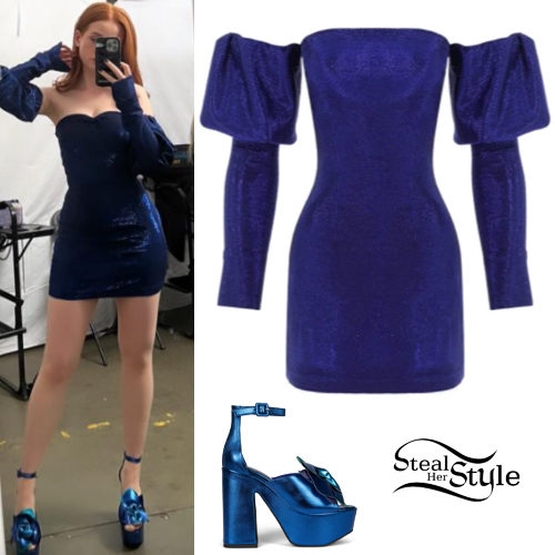 Blue Mini Dress, Platform Sandals