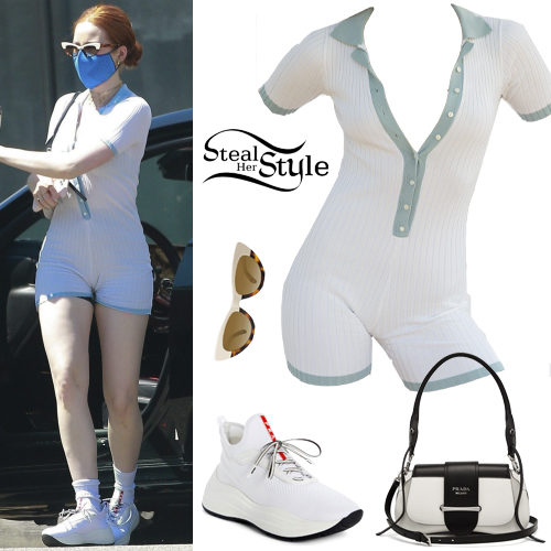 Ribbed Romper, White Sneakers