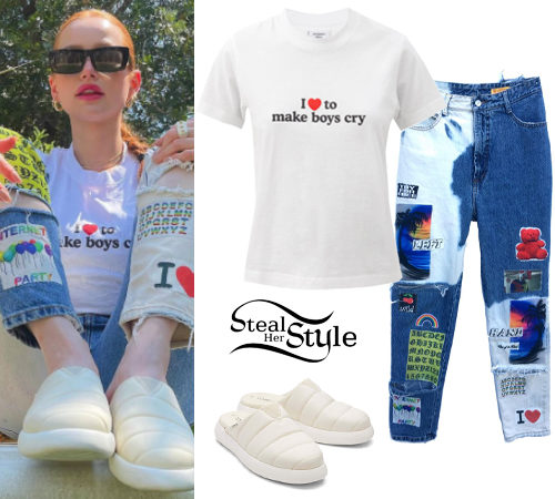 White T-Shirt, Printed Jeans