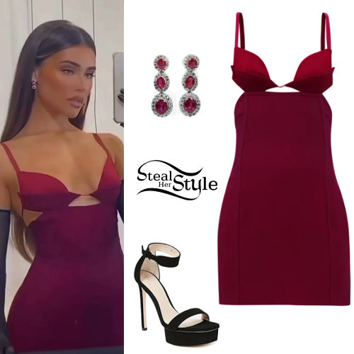 Red Mini Dress, Black Sandals