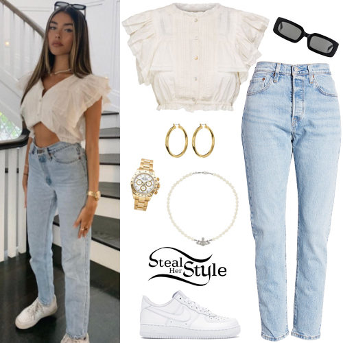 Ruffled Crop Top, High Waist Jeans