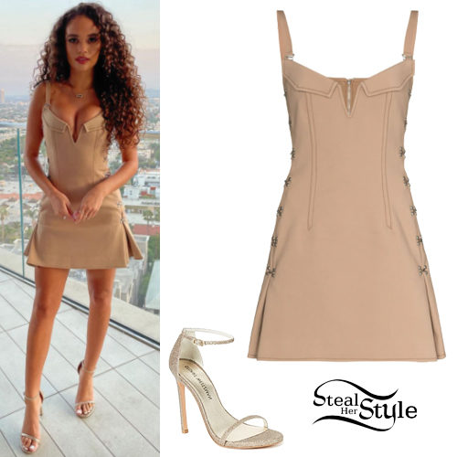 Beige Dion Lee Mini Dress and Strappy Heels