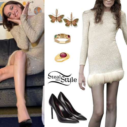 Embellished Mini Dress and Black Pumps