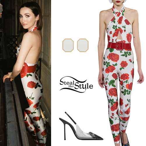 Floral Print Jumpsuit, PVC Pumps