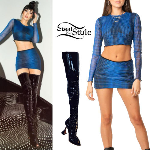 Blue X-Ray Printed Mesh Set and Thigh High Boots