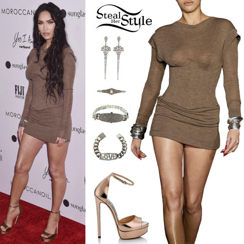 Brown Mini Dress and Rose Gold Platform Sandals