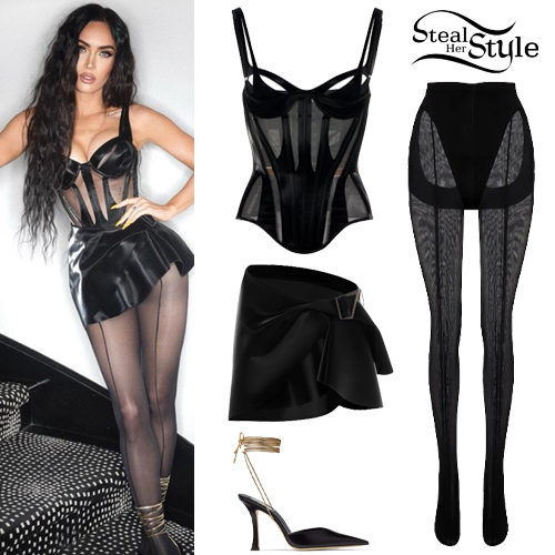 Mesh Panel Corset, Mini Skirt