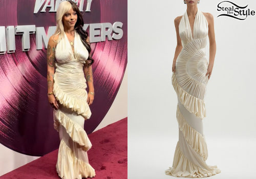 Cream Ruffled Halter Datt Ammonite Gown