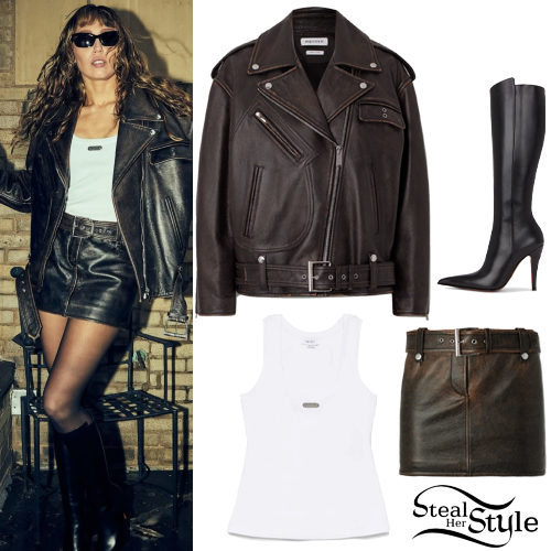 Leather Jacket and Mini Skirt