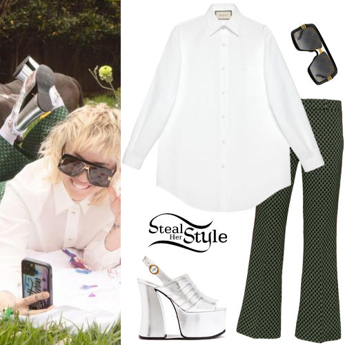 Oversized Shirt and GG Print Flared Trousers