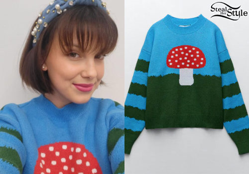 Mushroom Knit Sweater and Beaded Headband