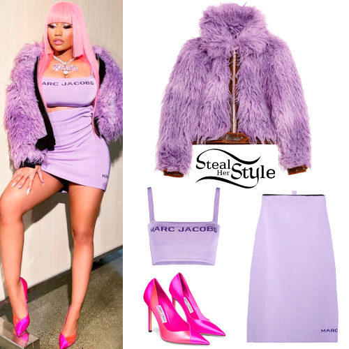 Lilac Fur Jacket, Pink Pumps