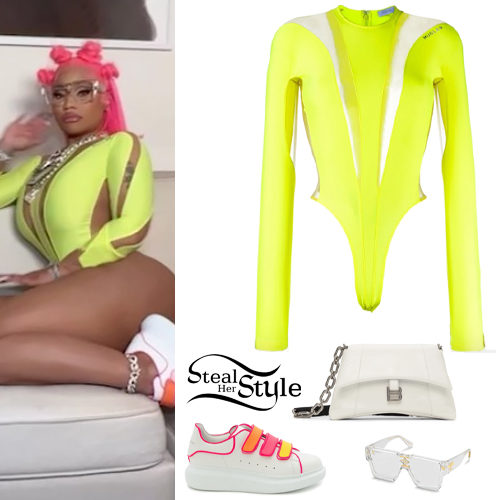Neon Bodysuit, White Sneakers