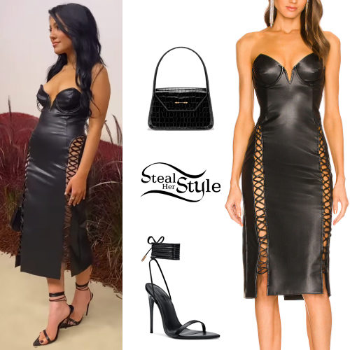 Black Corset Dress and Sandals