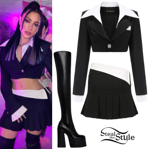 Black Cropped Blazer and Skirt