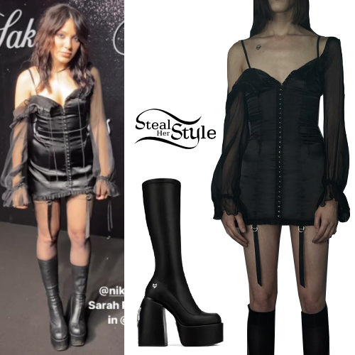 Black Mini Dress, Platform Boots