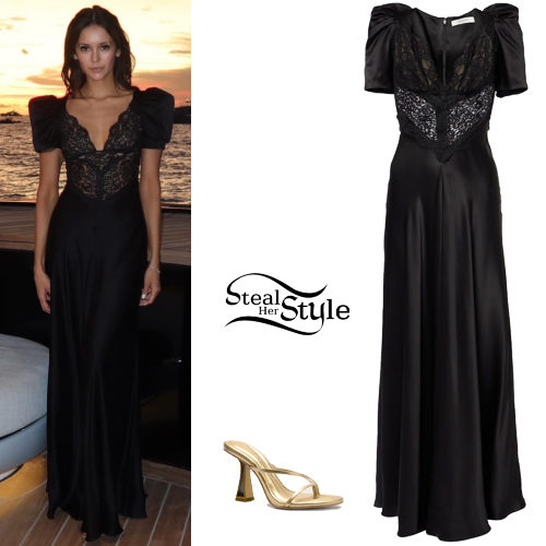 Black Dress, Gold Heels