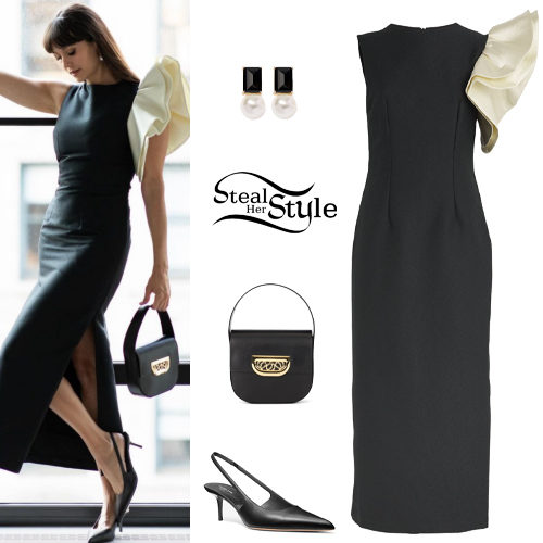 Black Midi Dress and Pumps