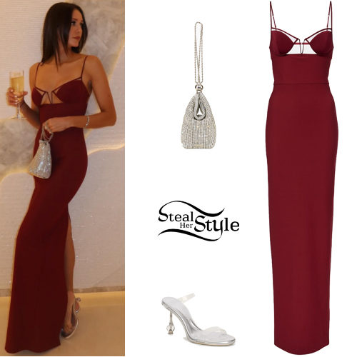 Burgundy Dress, Clear Heels
