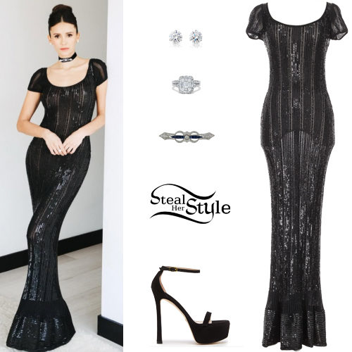 Sequin Dress, Black Sandals