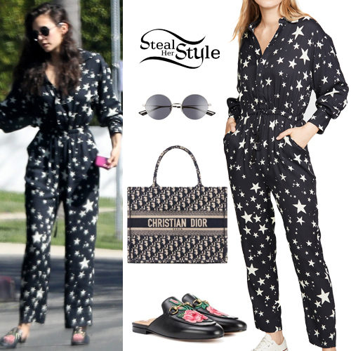 Star print Jumpsuit, Black Loafers