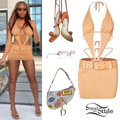 Beige Tied Dress, Strappy Sandals