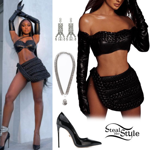 Black Leather Top and Skirt