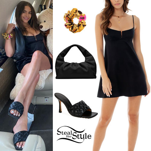 Black Mini Dress, Quilted Mules