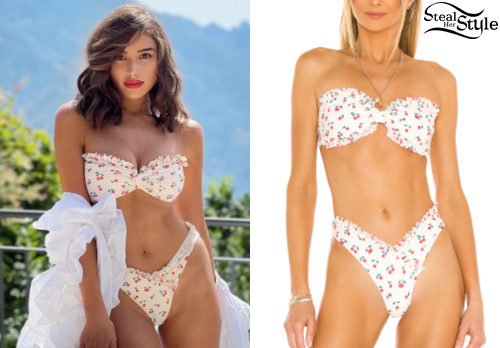 Cherry Print Ruffle Bandeau Bikini