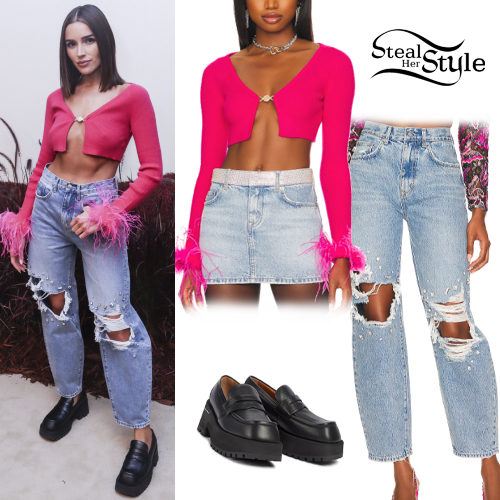 Pink Cardigan, Crystal Jeans