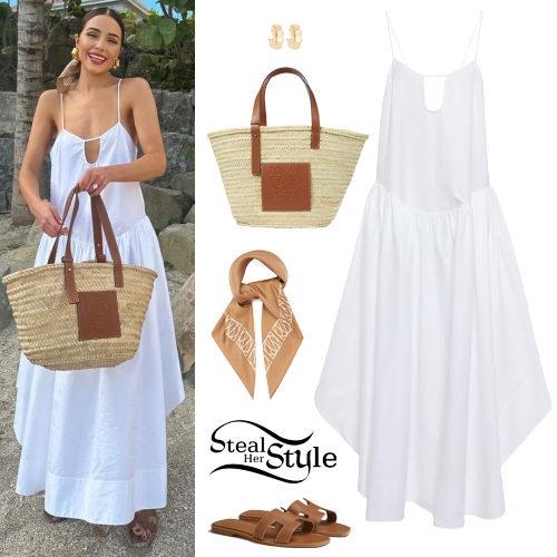 White Dress, Brown Sandals