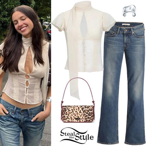 Cream Blouse, Blue Jeans