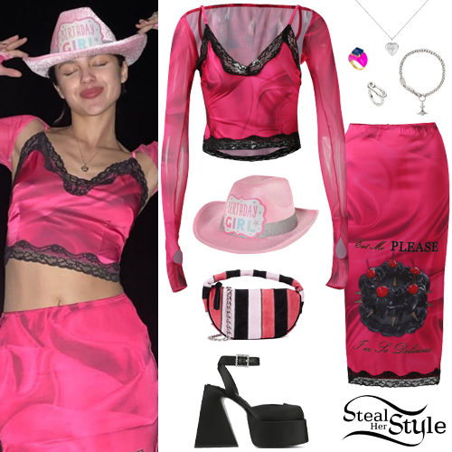 Pink Blouse, Cake Midi Skirt