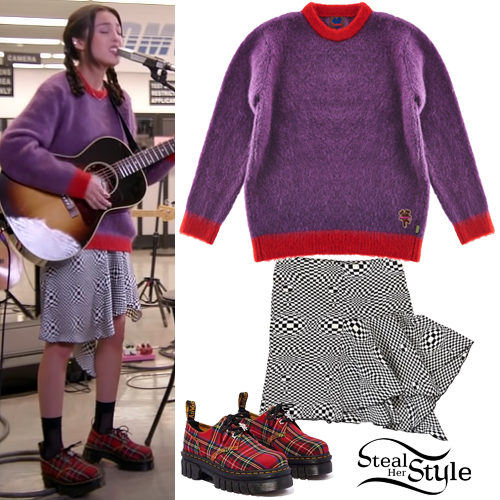 Purple Sweater, Plaid Shoes