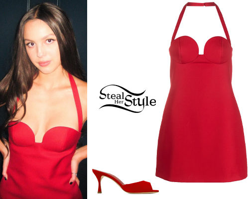 Red Halterneck Mini Dress and Jada Mules