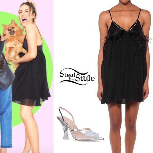 Black Mini Dress, Silver Sandals