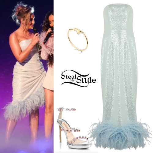 Blue Feather Dress, Crystal Sandals
