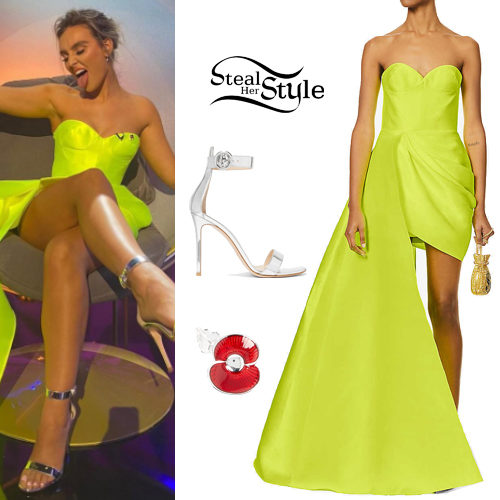 Lime Gown, Silver Sandals