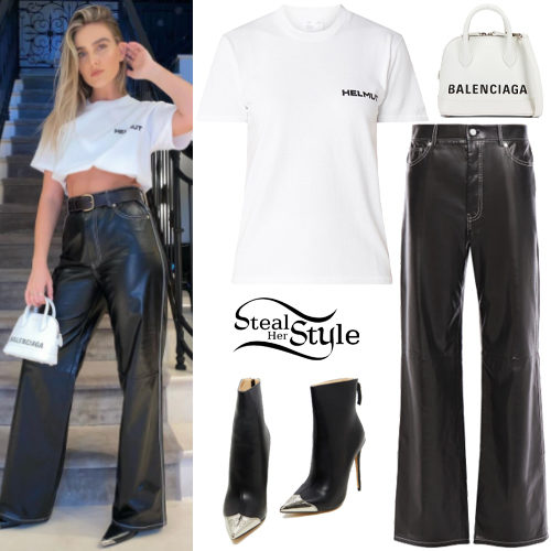 White T-Shirt, Leather Pants