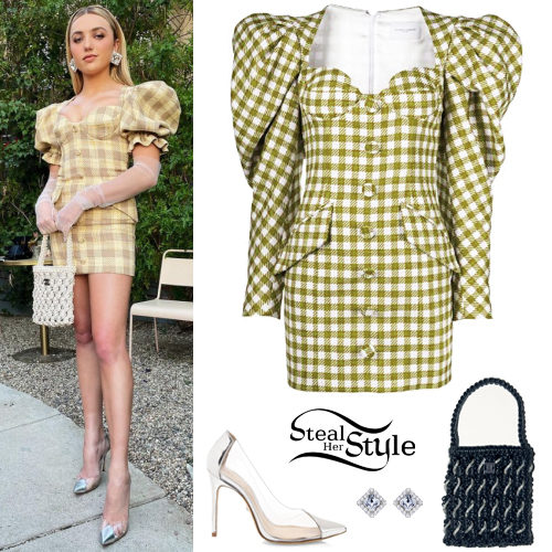 Checked Mini Dress, Silver Pumps